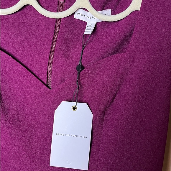 DRESS THE POPULATION Elle Sweetheart Neck Midi Dress - Dark Magenta NWT Medium - Picture 6 of 15